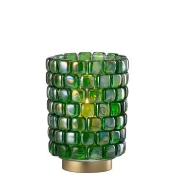 Theelicht vierkant mozaiek glas groen large