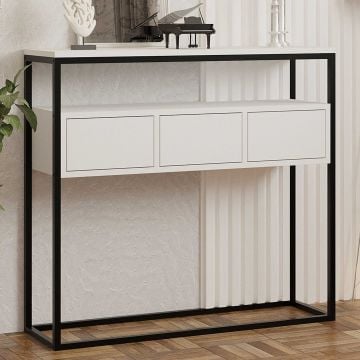 Sidetable Woody Fashion | 100 x 29 x 90 | Wit