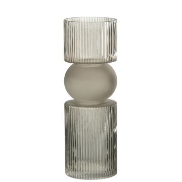 Vaas/kaarshouder snoep glas grijs large