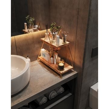 Houten Fashion Wandplank | Massief Hout | Goudbruin