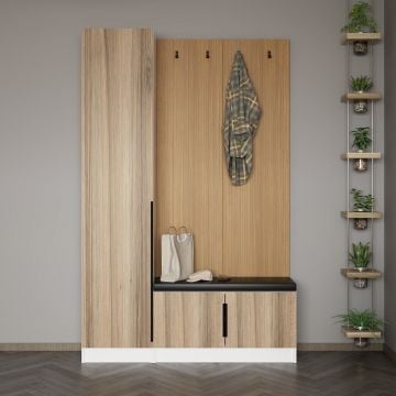 Stijlvolle Woody Fashion vestiaire - Notenhout (135x210x35cm)