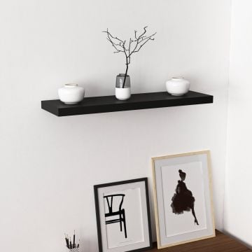 Houten Fashion Wandplank | 100% Melamine | 80cm x 3.6cm x 23cm | Zwart