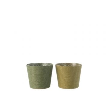 Bloempot touwtjes papier/pet groen large assortiment van 2