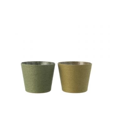 Bloempot touwtjes papier/pet groen extra large assortiment van 2