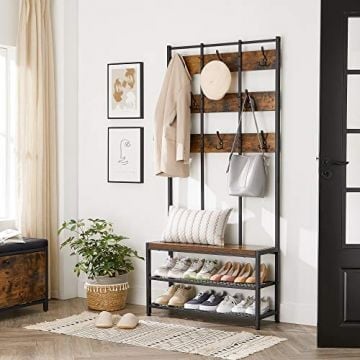 ALINRU Kapstok/Entree Organiser - Rustiek Stalen Frame