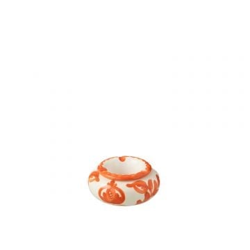 Ashtray granada ceramic white/orange small