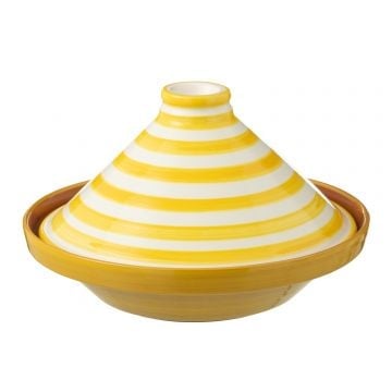 Tagine granada stripes ceramic white/yellow