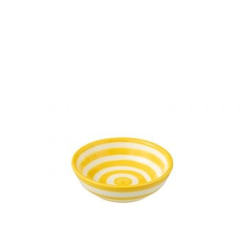 Bowl granada stripes low ceramic white/yellow small