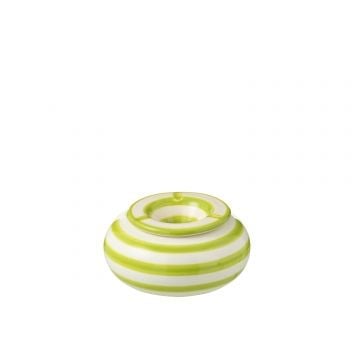 Ashtray granada stripes ceramic white/green large