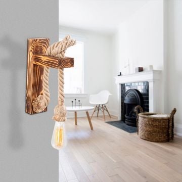 Lustro houten wandlamp