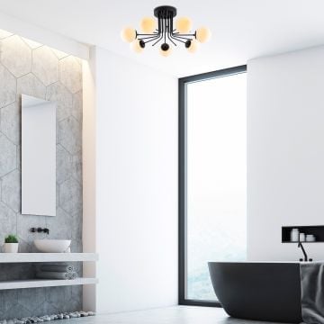 Kroonluchter met zwarte glans | metalen behuizing | 90 cm diameter