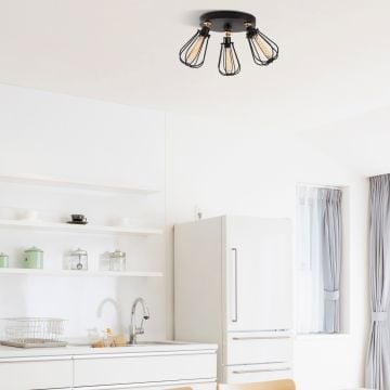 Plafondlamp Alby - Ø57x30cm - metaal - zwart