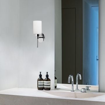 Noor Wandlamp | Diameter: 12 cm | Metalen omhuls + glazen kap | Zilver
