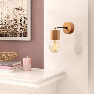 Strakke en eigentijdse wandlamp | Houten behuizing 
