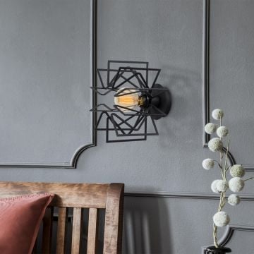 Strakke en moderne wandlamp | 20cm diameter | Zwarte kleur