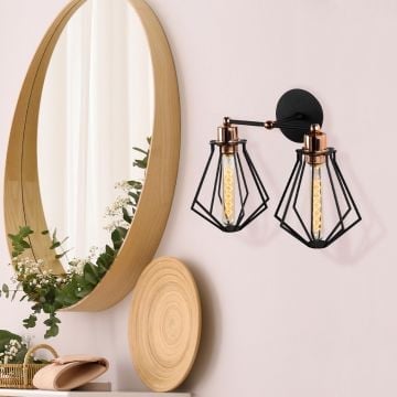 Strakke en moderne zwart bronzen wandlamp | 38 cm diameter, 30 cm hoogte