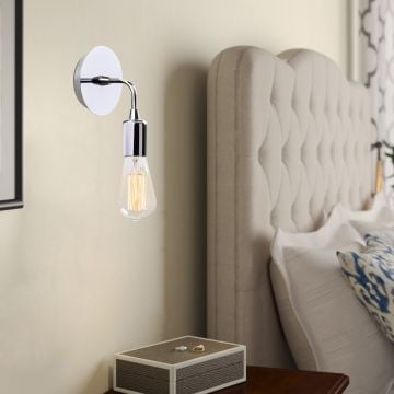Noor Wandlamp | Chroom | 12 cm Diameter | 20 cm Hoogte