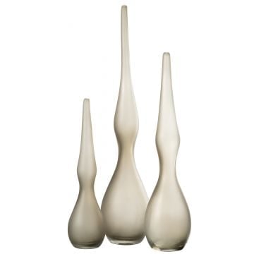 Set van 3 vazen yara gebogen fluit glas greige