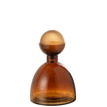 Vaas fles+dop yoko glas bruin small