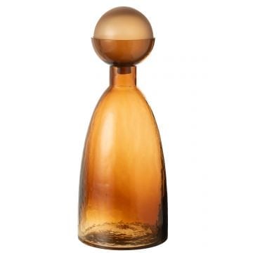 Vaas fles+dop yoko glas bruin large