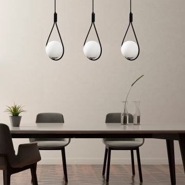 Hanglamp Nitid - 70x15x146cm - metaal en glas - zwart