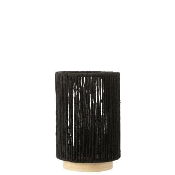 Lamp led cilinder metaal/katoen zwart large