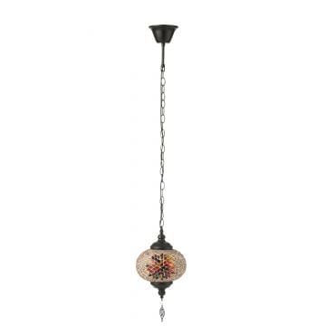 Lamp mozaiek hangend glas/metaal oranje small