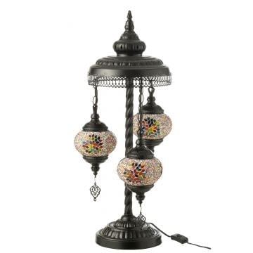 Lamp mozaiek 3 gloeilampen glas/metaal oranje