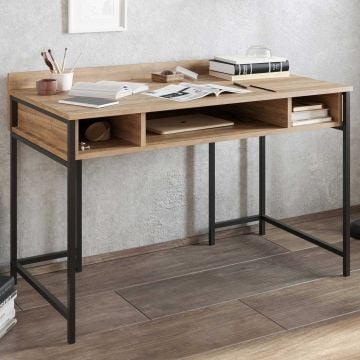 Bureau Woody Fashion - met opbergruimte - notenhout/zwart