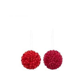 Bloem bol dia 16cm kunstmatig roze/rood assortiment van 2