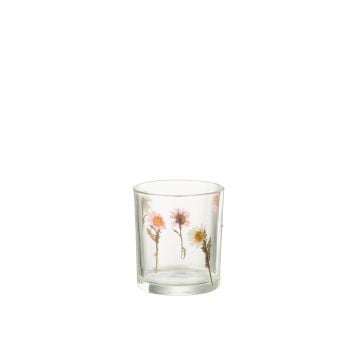 T-lichthouder peggy bloemen glas small