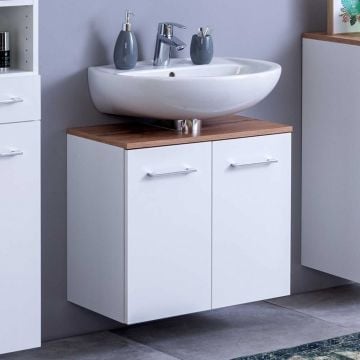 Wastafelonderkast Pares 60cm 2 lades - wit 