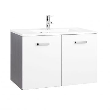 Wastafelmeubel Bobbi 80cm 2 deuren - grafiet/hoogglans wit