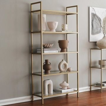 Locelso Boekenplank | Gehard Glas | Metalen Frame | Goud
