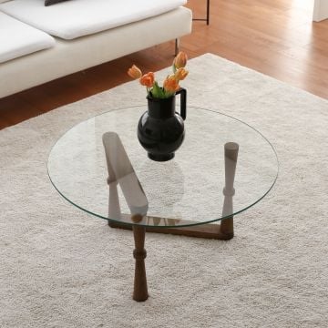 Locelso Salontafel | Massief Pijnboomhout | Gehard Glazen Frame