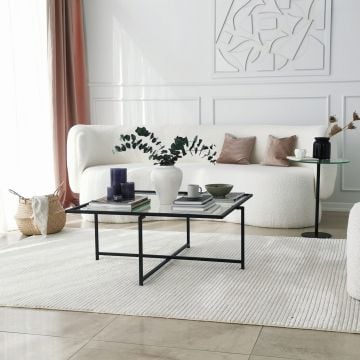 Locelso Salontafel | 100% Gehard Glas | Metalen Poten | Zwart