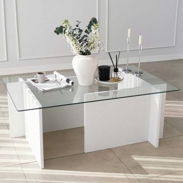 Locelso 100% gehard glazen salontafel | Wit