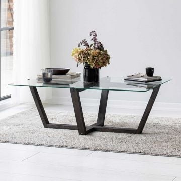 Locelso Salontafel | 100% Gehard Glas | Frame van Pijnboomhout | Antraciet