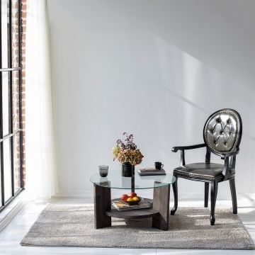 Locelso Salontafel | 100% Gehard Glas | Frame van Grenen | Antraciet