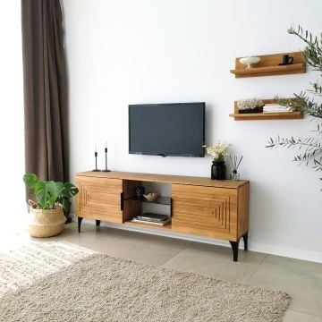 Locelso TV-meubel | Grenenhout | Antibacterieel | Roestvaste poten | Eik