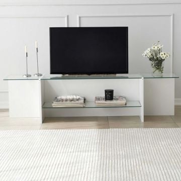 Locelso TV-meubel | Gehard glas | Melamine coating | Wit