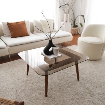Locelso Salontafel | Massief Pijnboomhout | Gehard Glas | Brons