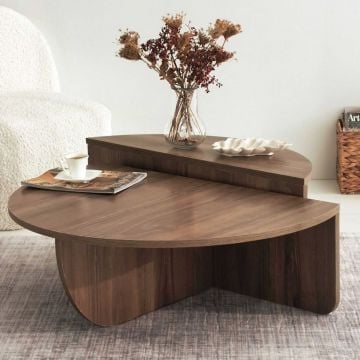 Set van 2 salontafels Ginette-walnoot