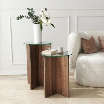 Nesting Tafelset van gehard glas | Woody Fashion | Walnoot.