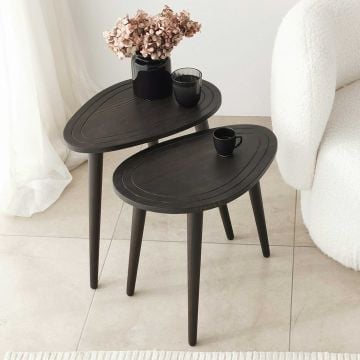 Stevige Woody Fashion Nesting Tables Set (2st) - Antraciet