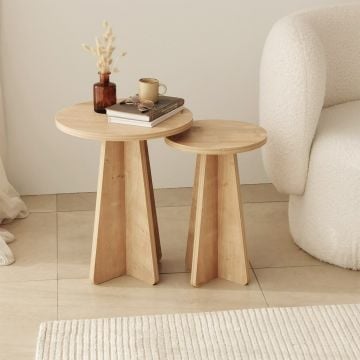 Woody Fashion Nesting Table Set | 100% Melamine Gecoat | Saffier Eik.