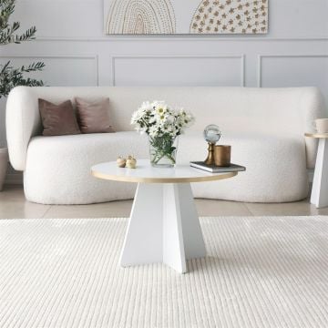 Houten Fashion Salontafel, 100% Gemelamineerd Spaanplaat, Goudwit, 60x40x60 cm