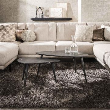 Set van 2 salontafels Mariola 80x44 cm-zwartbruin