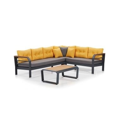 Woody Fashion Tuin Loungeset in Grijs Geel Zwart