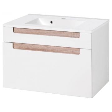 Wastafelkast Siena 80cm - wit/bruin